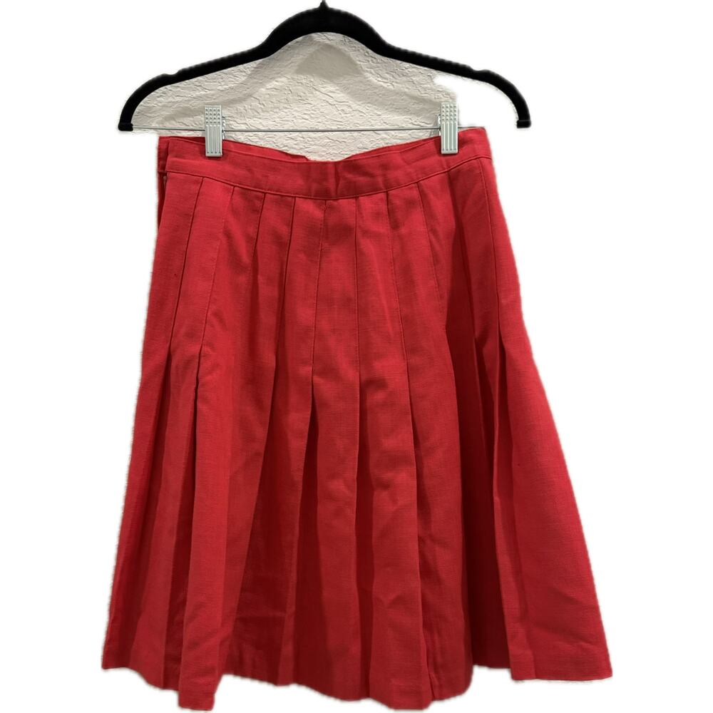 Vintage Michael K Company Red Pleated Skirt Size 8 USA Made Knee Length